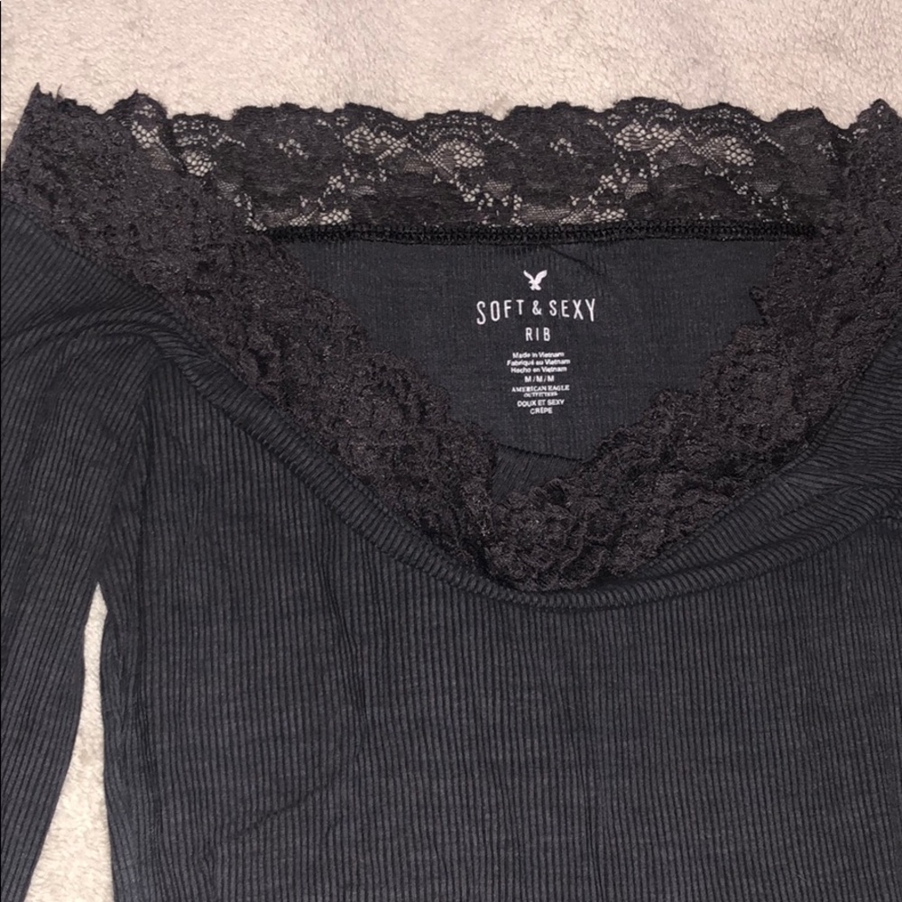 American Eagle grey off the shoulder bodysuit